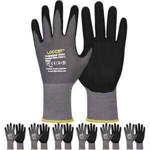 Work Gloves MicroFoam Nitrile Coated-6 Pairs,Seamless Knit Nylon Gloves,Gray